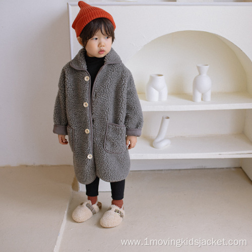 Children's Long Lamb Wool Coat